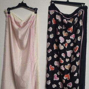 2 BNWT JUICY COUTURE Summer Striped  HEARTS DESIGN AND Pink and White Scarf